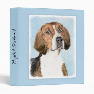 English Foxhound Painting - Cute Original Dog Art Binder