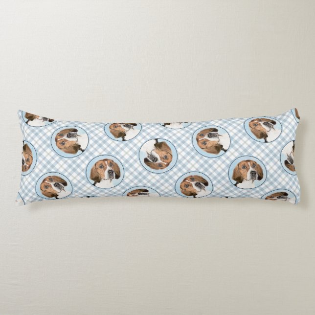 English Foxhound Painting Cute Original Dog Art Body Pillow (Front)