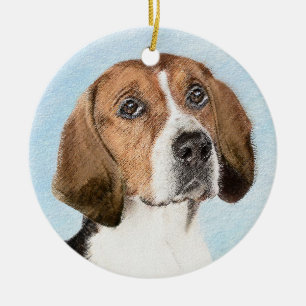 English Foxhound Painting - Cute Original Dog Art Ceramic Ornament
