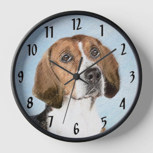 English Foxhound Painting - Cute Original Dog Art Clock