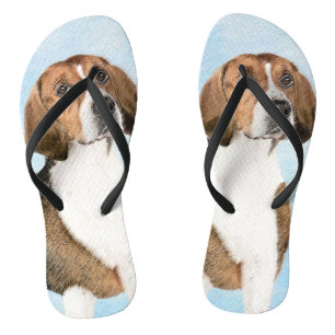 English Foxhound Painting - Cute Original Dog Art Flip Flops