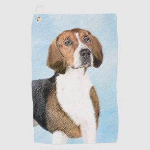 English Foxhound Painting - Cute Original Dog Art Golf Towel