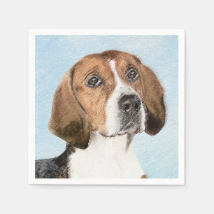 English Foxhound Painting - Cute Original Dog Art Napkin