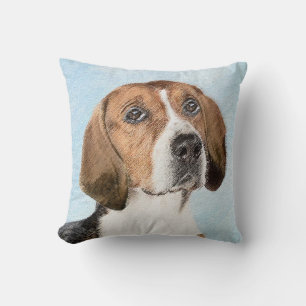 English Foxhound Painting - Cute Original Dog Art Throw Pillow