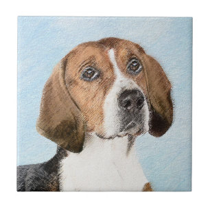 English Foxhound Painting - Cute Original Dog Art Tile