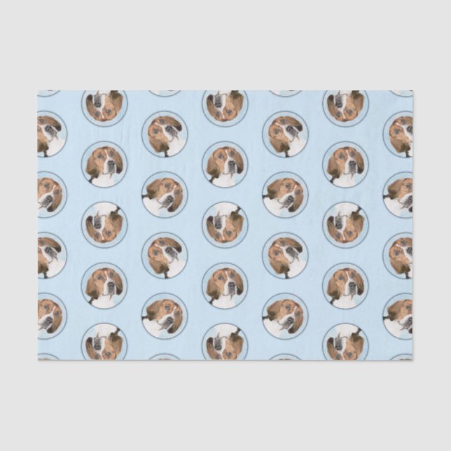 English Foxhound Painting Cute Original Dog Art Tissue Paper (Front)