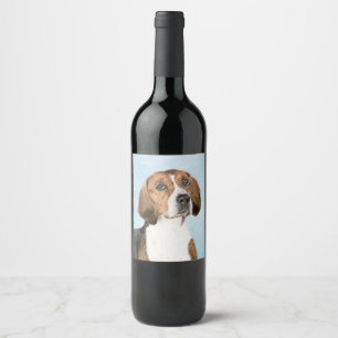 English Foxhound Painting - Cute Original Dog Art Wine Label