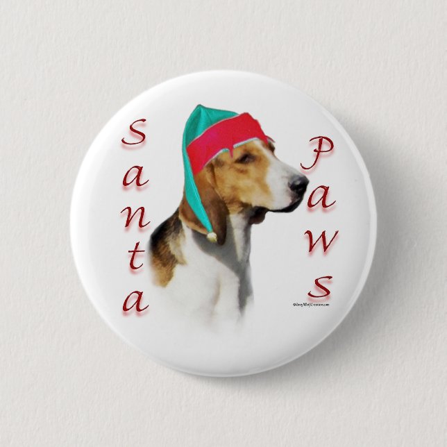 English Foxhound Santa Paws 2 Inch Round Button (Front)