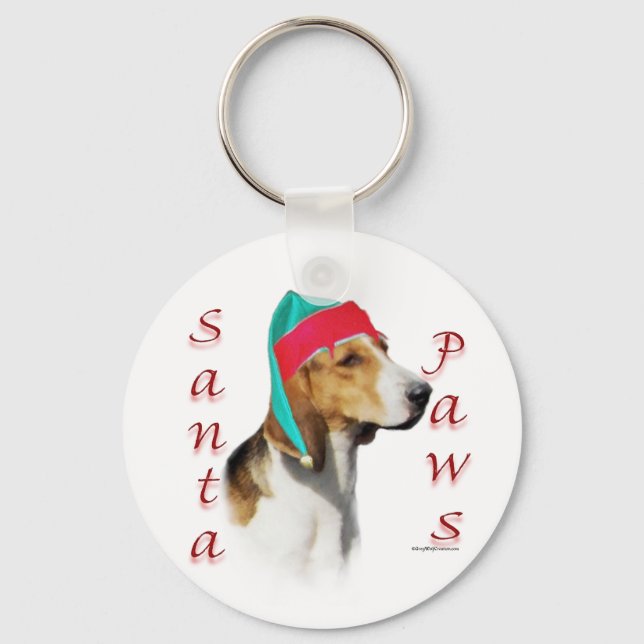 English Foxhound Santa Paws Keychain (Front)