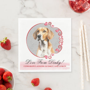 English Foxhound Wedding Napkins with Dogs Photo