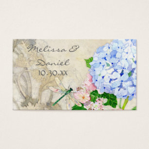 English Garden, Blue n Pink Hydrangeas Watercolor