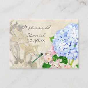English Garden, Blue n Pink Hydrangeas Watercolor Enclosure Card