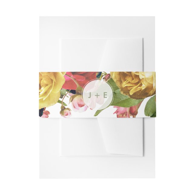 English Garden Boho  Roses Wedding Invitation Invi Invitation Belly Band (Front Example)