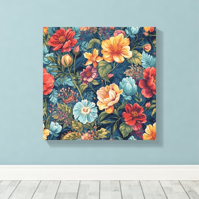 English Garden Bouquet – Botanical Wall Art Print (Insitu(Wood Floor))
