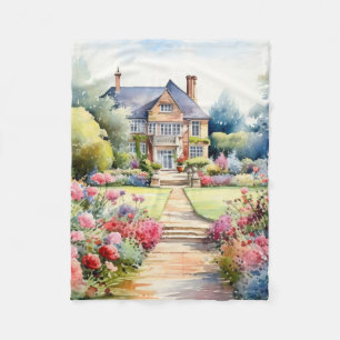 English Garden Landscape Fleece Blanket