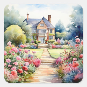 English Garden Landscape Square Sticker