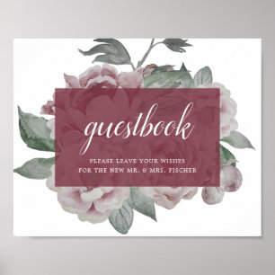 English Garden Marsala Wedding Guestbook Sign