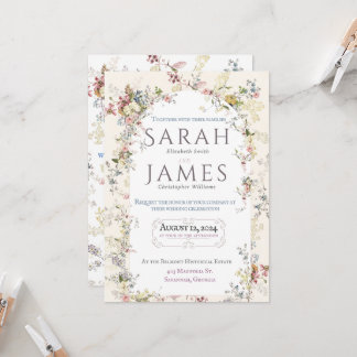 English Garden Party Wedding Invitation 