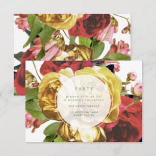 English Garden Party Wedding Reception Card