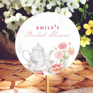 English Garden Tea Party Bridal Shower Favour Classic Round Sticker