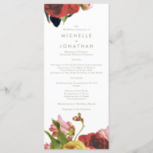English Garden Vintage Roses Wedding Program
