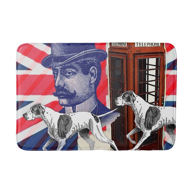 English Gentleman Telephone Booth union jack flag Bath Mat (Front)