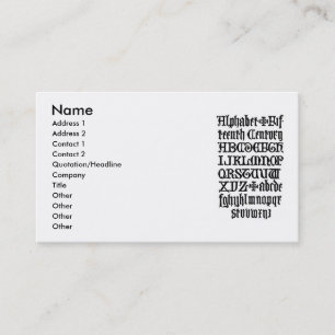 English Gothic Letters Business Card