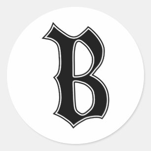 English Gothic Monogram letter B Classic Round Sticker