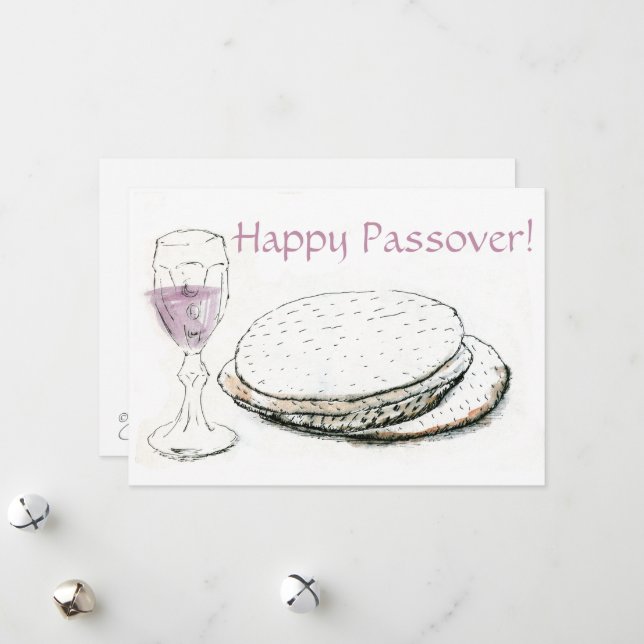 English Greeting Pesach Passover Flat Card (Front/Back In Situ)