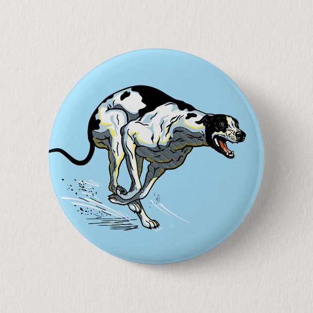 english greyhound race dog 2 inch round button (Front)