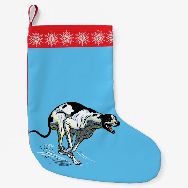 english greyhound small christmas stocking (Front)