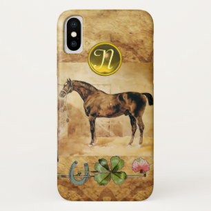 ENGLISH HORSE,HORSESHOE,CLOVER Monogram Parchment Case-Mate iPhone Case