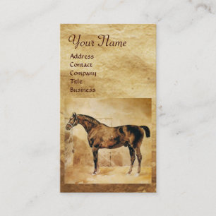 ENGLISH HORSE IN STABLE Parchment Monogram Business Card