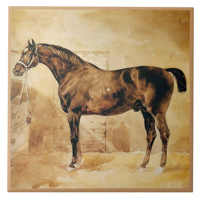 ENGLISH HORSE IN STABLE TILE (Front)