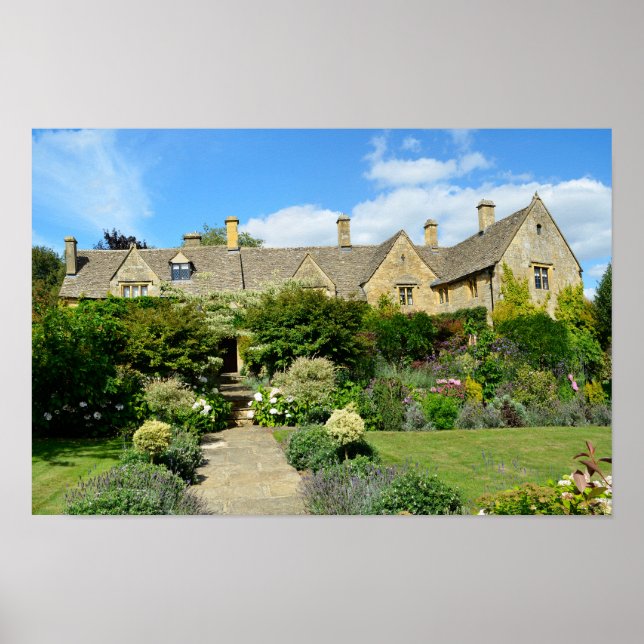 English house with flower garden poster (Front)