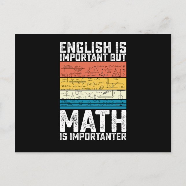 English Is Important But Math Is Importanter Postcard (Front)
