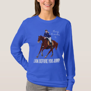 ENGLISH JUMPING HORSE AND RIDER WOMEN'S EQUESTRIAN T-Shirt