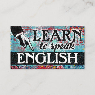 English Language Lessons Business Cards - Blue Red