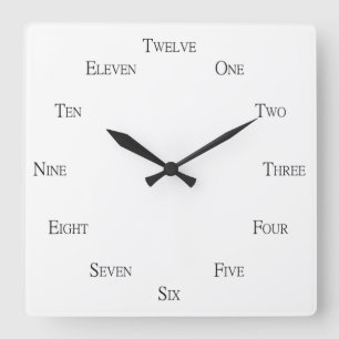 English Language Numbers Customizable Square Wall Clock