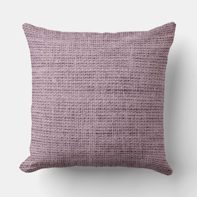English lavender Burlap Rustic Linen Throw Pillow (Front)