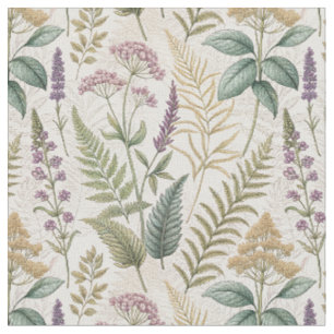 English Lavender & Wildflowers Cottagecore Pattern Fabric