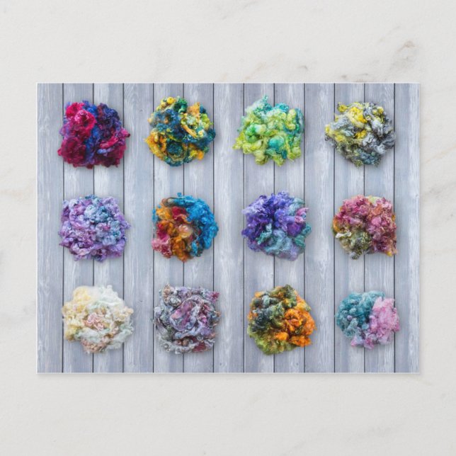 English Leicester Longwool Dyed Fibre Postcard (Front)