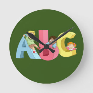 English letters baby bodysuit throw pillow round clock