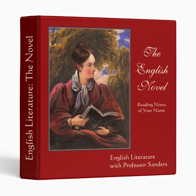 English Literary Lady Vintage Literature Studies Binder (Front/Spine)