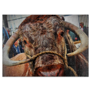 English Long Horn Cow Cattle Poster Cutting Board