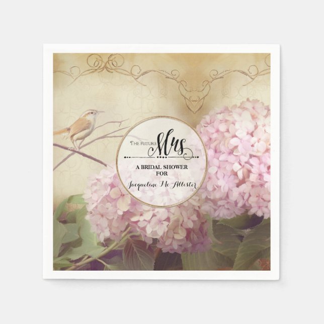 English Manor House Hydrangea Bridal Reception Napkin (Front)