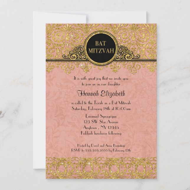English Manor House Style Art Deco Nouveau Damask Invitation (Front)