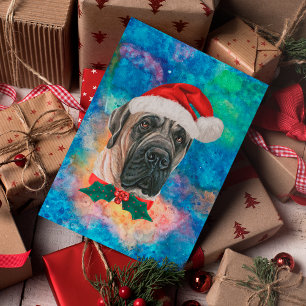 English Mastiff Breed Dog Christmas Holiday Postcard