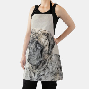 English Mastiff (Brindle) Painting - Dog Art Apron