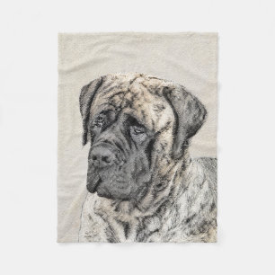 English Mastiff (Brindle) Painting - Dog Art Fleece Blanket